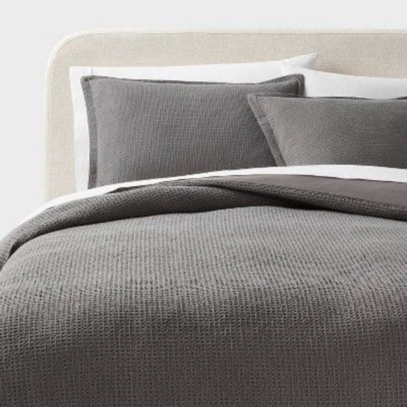 Threshold‎ - Full/Queen Washed Waffle Weave Duvet Cover and Sha Gray - Picture 1 of 7